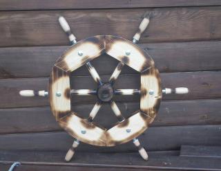 RETRO Drevené Lodné kormidlo 61cm - dekorácia