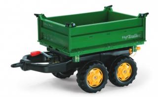 Rolly Toys Príves - RollyMega Trailer John Deere dvojnápravový, vyklopiteľný z 3 strán, zelený