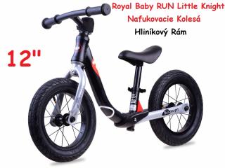 Royal Baby Detské Odrážadlo s nafukovacími kolesami RUN Little Knight 12", hliníkový rám, čierne