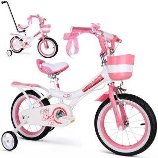 Royal Baby Detský bicykel JENNY 14" s nafukovacími kolesami + košík a zvonček, ružový