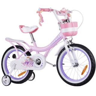Royal Baby Detský bicykel JENNY 16" s nafukovacími kolesami + košík a zvonček, ružový