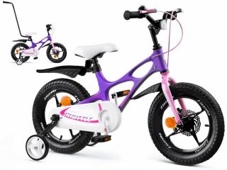 Royal Baby Detský bicykel Space Shuttle 14" s nafukovacími kolesami + pomocné kolieska + zvonček, fialový