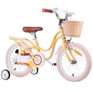 RoyalBaby Detský Bickyel Little Swan 16" Retro s košíkom a zvončekom, žltý
