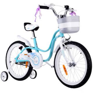 RoyalBaby Detský Bicykel 18" Little Swan + košík a zvonček, modrý