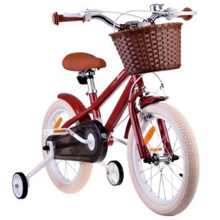 RoyalBaby Detský Bicykel RETRO MACARON 16" s košíkom a zvončekom, červený