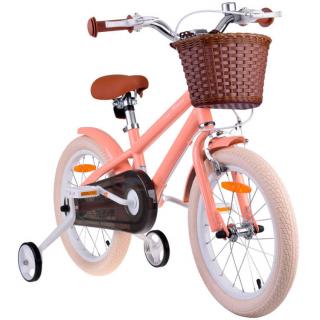 RoyalBaby Detský Bicykel RETRO MACARON 16" s košíkom a zvončekom, ružový