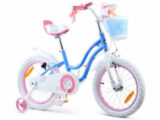 RoyalBaby Detský Bicykel STAR GIRL 16" s košíkom a zvončekom, modrý