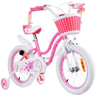 RoyalBaby Detský Bicykel STAR GIRL 16" s košíkom a zvončekom, ružový