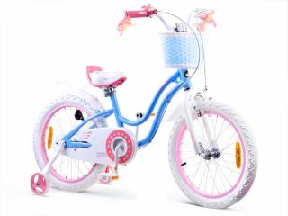 RoyalBaby Detský Bicykel STAR GIRL 18" s košíkom a zvončekom, modrý