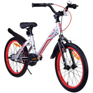 RoyalBaby Ultra ĽAHKÝ Hliníkový Detský Bicykel 18" Mars so zvončekom, váha bicykla 8,2kg, strieborný