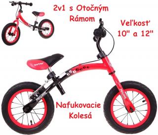 SporTrike Detské Cykloodrážadlo s otočným rámom 10"/12" Boomerang 2v1, červené