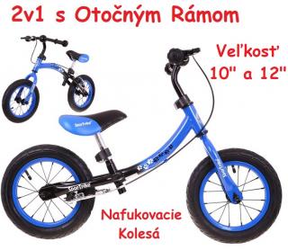 SporTrike Detské Cykloodrážadlo s otočným rámom 10"/12" Boomerang 2v1, modré