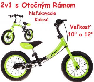 SporTrike Detské Cykloodrážadlo s otočným rámom 10"/12" Boomerang 2v1, zelené