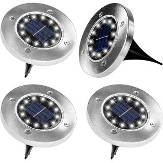 Voltronic Sada Nerezové Solárne lampy 4ks x 12 LED zapichovacie do zeme