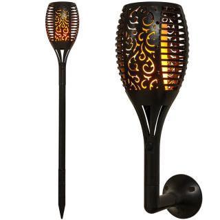 Voltronic Sada Solárne LED svetlo Fakľa 51 LED s efektom Plameňa 2 ks, Dekoračné, na stenu, na chodník, zapichovacia do zeme 3v1