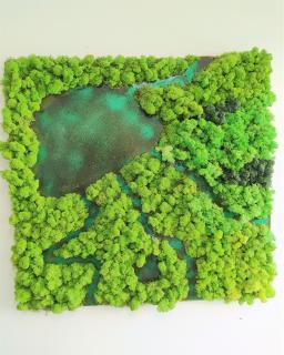 Machový obraz s epoxidom ''krajinka'' 105cm x 105cm    ''krajinka'' 95cm x 95cm