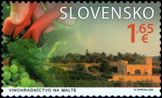 Známka - Spoločné vydanie s Maltou: Vinohradníctvo na Slovensku (2)