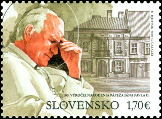 Známka - spoločné vydanie s Poľskom 100. výročie narodenia pápeža Jána Pavla II. (1920 – 2005)