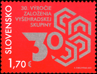 Známka - Spoločné vydanie s Poľskom, Maďarskom a ČR: 30. výročie založenia Vyšehradskej skupiny