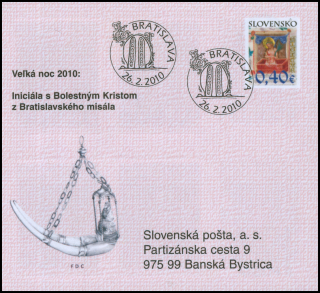 Známkový zošítok - Veľká noc 2010: Iniciála s Bolestným Kristom z Bratislavského misála