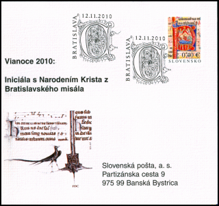Známkový zošítok - Vianoce 2010: Iniciála s Narodením Krista z Bratislavského misála