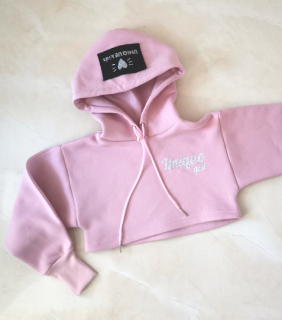 Crop mikina EMILY PINK (Veľkosť sedí podľa výšky dieťaťa - tabuľka nižšie v popise)