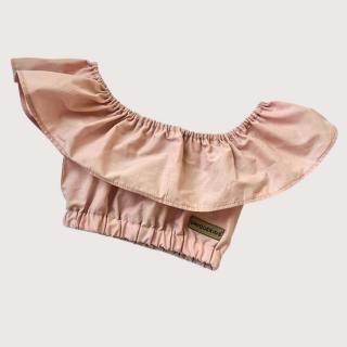 Crop top ELIZA s volánom staroružový (Veľkosť sedí podľa výšky dieťaťa - tabuľka nižšie v popise)