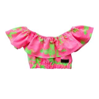 Crop top MELÁNIA neónovo ružový  (Veľkosť sedí podľa výšky dieťaťa - tabuľka nižšie v popise)