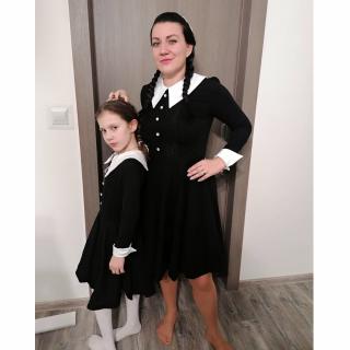 Dámske šaty s bielym golierom
