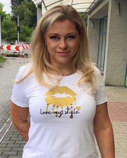 Dámske tričko UNIQUE LIPS GOLD biele