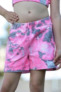 Kraťasy UNIQUE GIRL pink grey (Veľkosť sedí podľa výšky dieťaťa - tabuľka nižšie v popise)