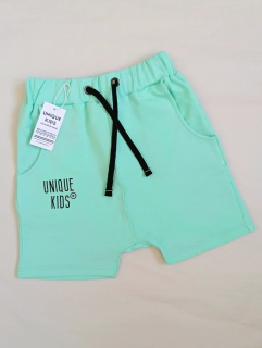 Kraťasy UNIQUE KIDS mint (Veľkosť sedí podľa výšky dieťaťa - tabuľka nižšie v popise)