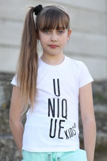 Tričko s krátkym rukávom UNIQUE kids biele  (Veľkosť sedí podľa výšky dieťaťa - tabuľka nižšie v popise)