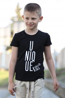 Tričko s krátkym rukávom UNIQUE kids čierne (Veľkosť sedí podľa výšky dieťaťa - tabuľka nižšie v popise)