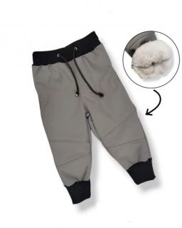 Zimné softshellové nohavice zateplené barančekom UNIQUE kids šedé  (Veľkosť sedí podľa výšky dieťaťa - tabuľka nižšie v popise)