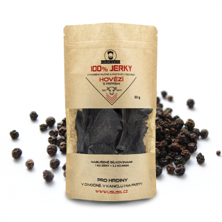 Usušil & syn 100% JERKY HOVÄDZIE S KORENÍM Množstvo: 50 g