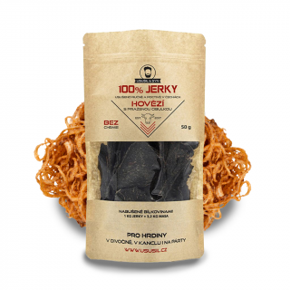 Usušil & syn 100% JERKY HOVÄDZIE S PRAŽENOU CIBUĽKOU Množstvo: 50 g