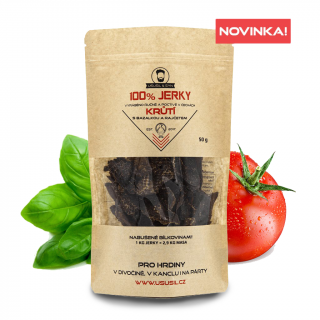 Usušil & syn 100% JERKY MORČACIE S BAZALKOU A PARADAJKOU Množstvo: 50 g