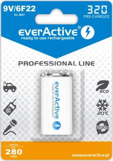 everActive 1x 6F22 / 9V Ni-MH 320 mAh EVHLR22-320
