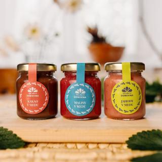 Včelařství Domovina Detská desiata 3x75 g ochutený med kakao, malina, jahoda