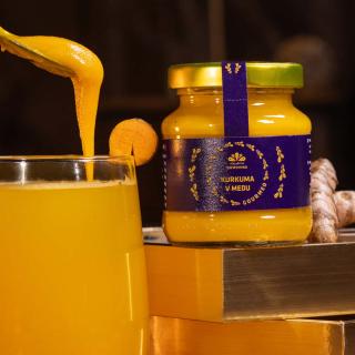 Včelařství Domovina Gourmed kurkuma v mede Hmotnost: 180 g