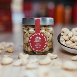 Včelařství Domovina Kešu orechy v mede Hmotnost: 230 g