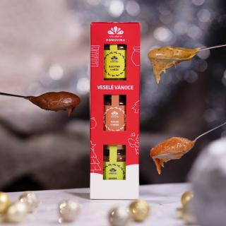 Včelařství Domovina Mikulášská nádielka darčekové balenie 3x75 g ochutené medy Design: Vánoce rakytník, kakao, jahoda