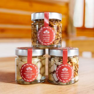 Včelařství Domovina Orechová nádielka 3x230 g orechy v mede orechový mix salty, vlašiaky, makadam