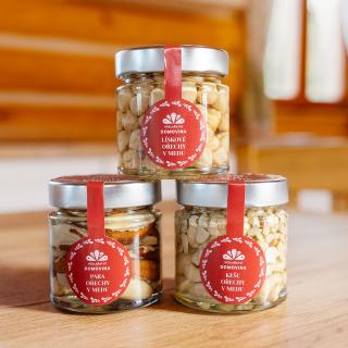 Včelařství Domovina Orechové mámenie 3x230 g orechy v mede lískače, para, kešu
