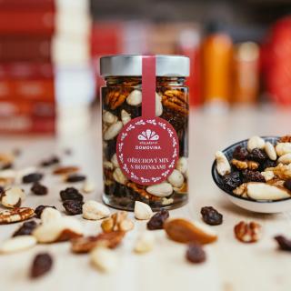 Včelařství Domovina Orechový mix s hrozienkami v mede Hmotnost: 360 g