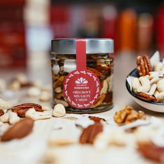 Včelařství Domovina Orechový mix SALTY v mede Hmotnost: 230 g
