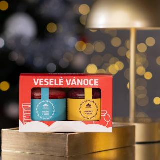 Včelařství Domovina Ovocné mámenie darčekové balenie 2x170 g ochutené medy Design: Vánoce malina, čučoriedka