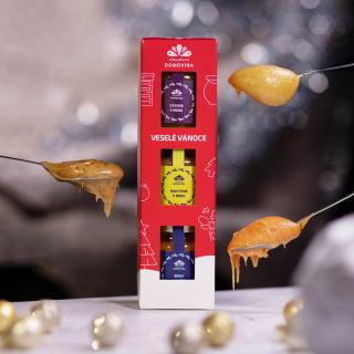 Včelařství Domovina Späť do formy darčekové balenie 3x75 g ochutené medy Design: Vánoce zázvor, rakytník, šípok