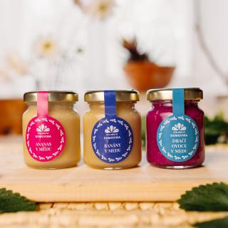Včelařství Domovina Tropikáno 3x75 g ochutené medy banány, dračie ovocie, ananás